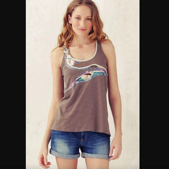 Anthropologie A Common Thread Cygnus Tank S Embellished Sequin Beaded Embroidery - Picture 1 of 6